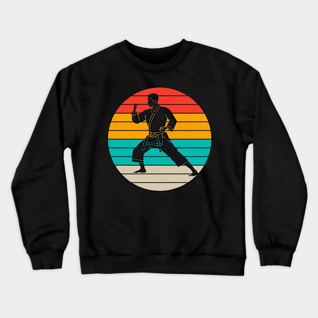 Krate Fighter Vintage Karateka Sunset MMA Crewneck Sweatshirt by Foxxy Merch